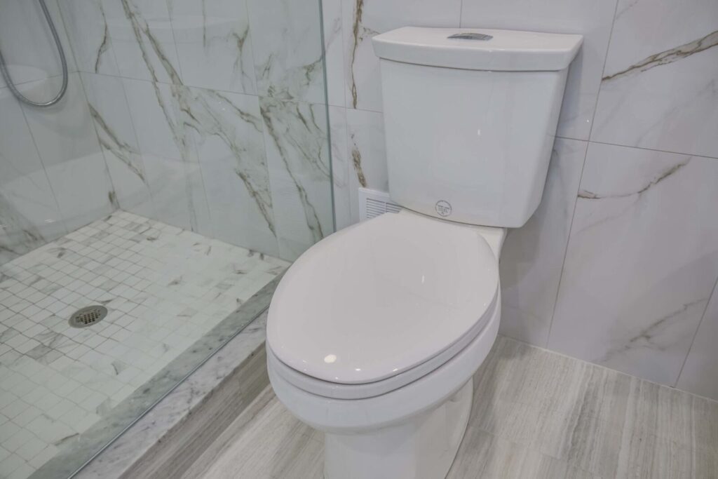 installed dual flush toilet in bathroom for use
