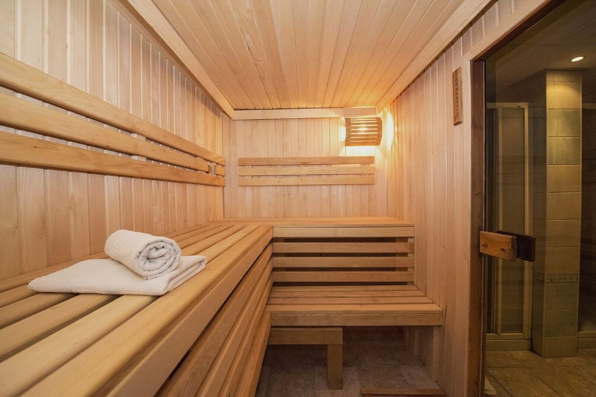 Traditional wood sauna interior featured on RenoDuck's basement sauna page