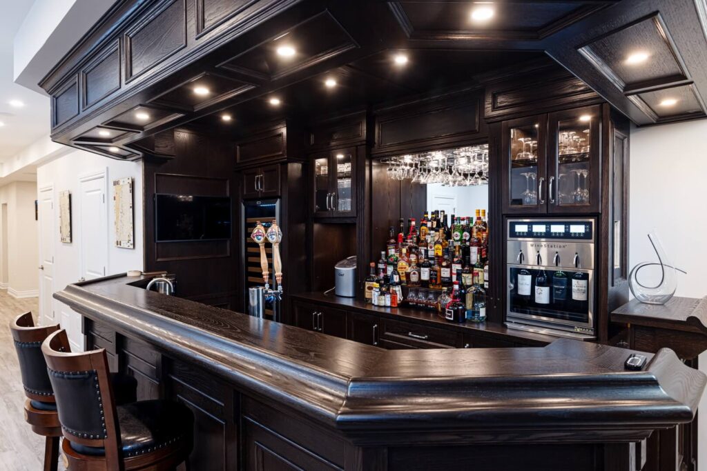 Wooden Finish Basement Bar Project