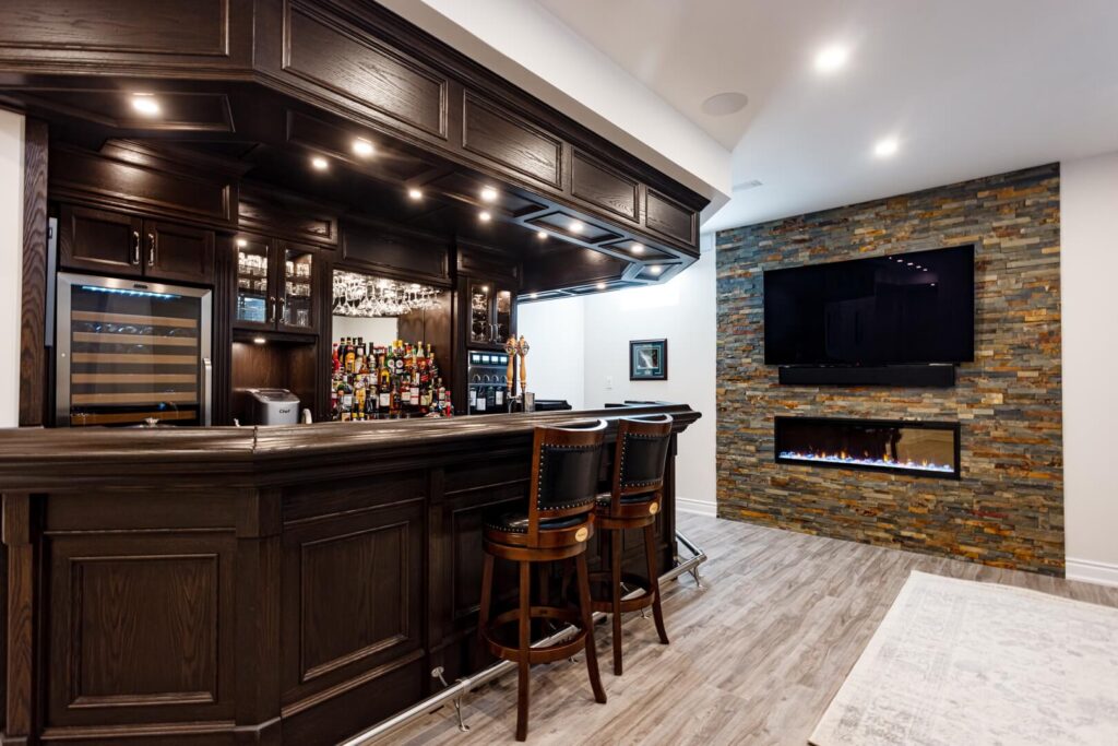classic basement wooden bar