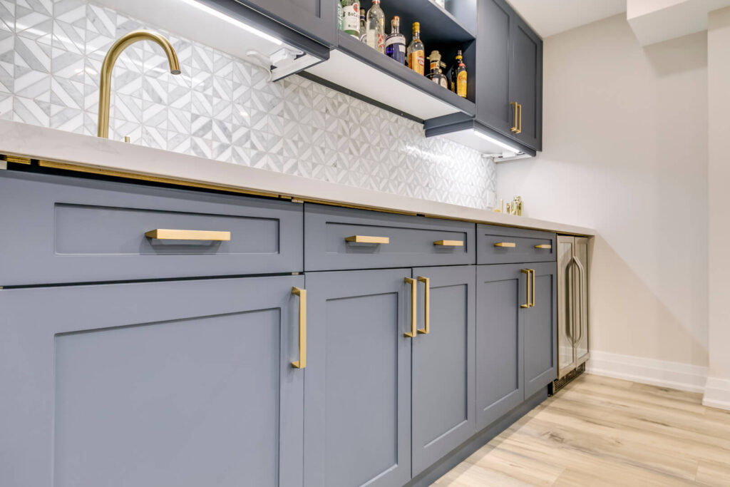 kitchen sink with faucets installed