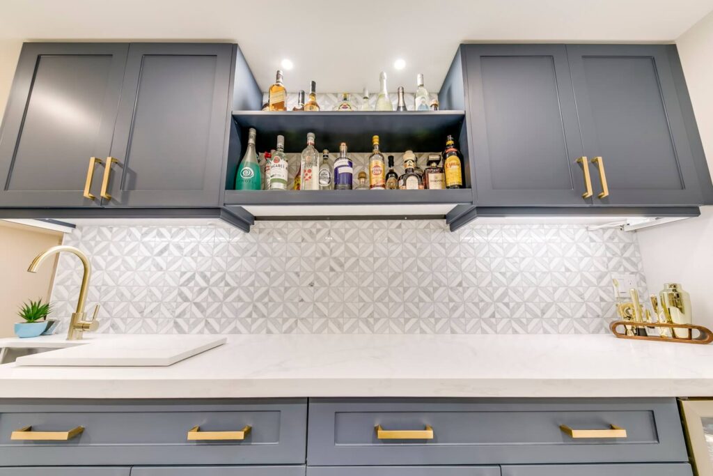 wall mounted shelf attached with cabinets for extra storage