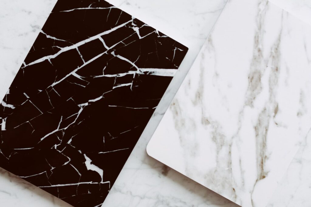 black and white marble tile sample