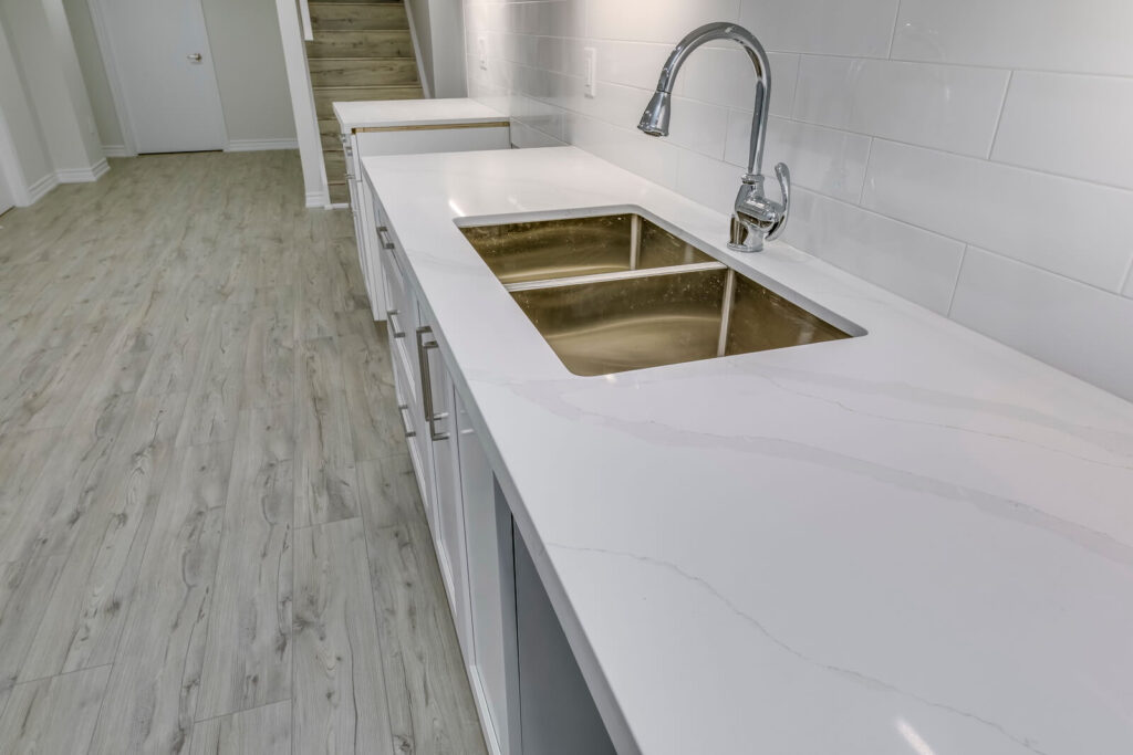 ceramic durable kitchen countertop and dual sink