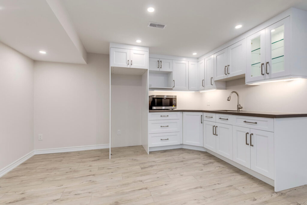 basement kitchen cabinets with kitchen flooring