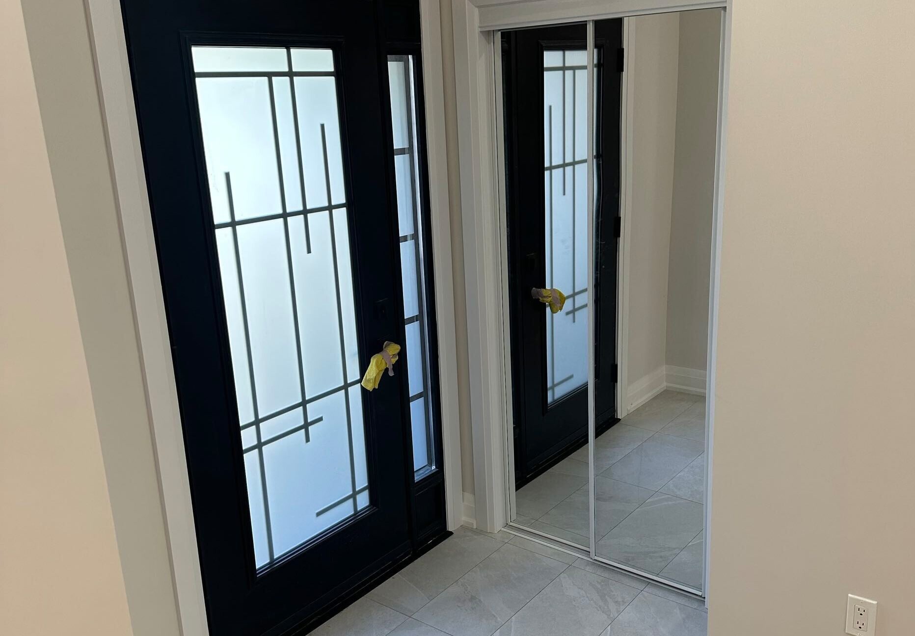 RenoDuck comparison graphic showing solid-core and hollow-core interior door options