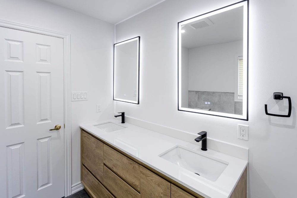 Best bathroom paint used around LED mirrors and sinks