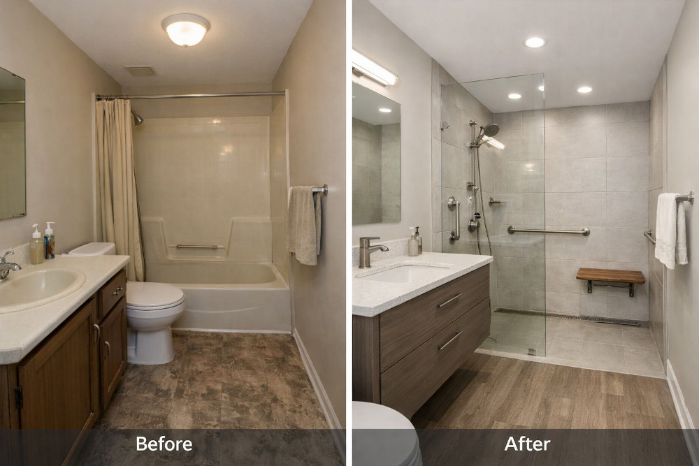 RenoDuck bathroom renovation before and after Whitby