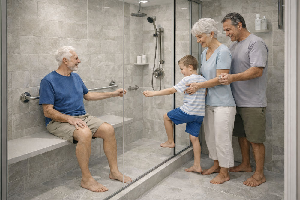 Safe walk-in shower for seniors Canada