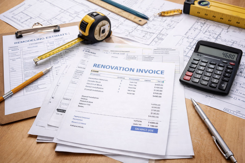 Renovation invoices, calculator, and documents for Ontario HST rebate planning