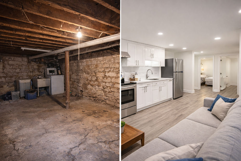 Basement underpinning before and after Toronto legal secondary suite RenoDuck